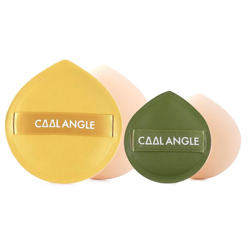 COOL-ANGLE 4Pack Makeup Sponge For Foundation Concealer And Powder, Latex Free Blender Sponge For Natural And Easy Makeup Soft Long-lasting, Pack for 2X-Large Yellow and 2 Medium Green - Image 1